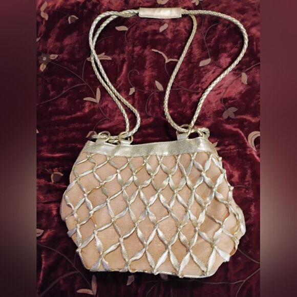 Tiannl Gold and Tan Shoulder Bag - Picture 1 of 9